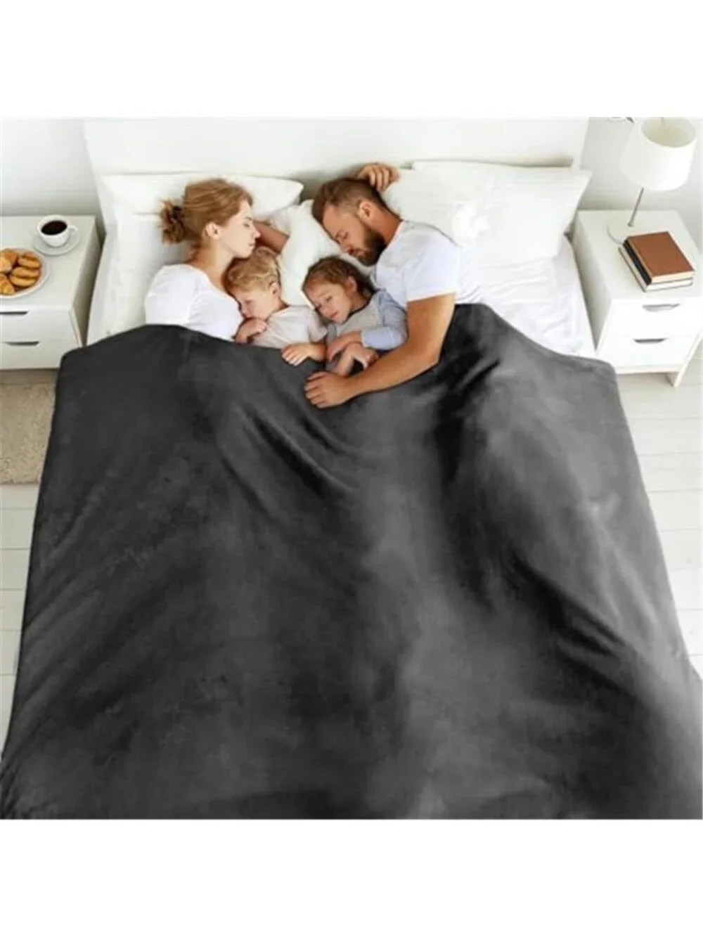 Oversized King Fleece Blanket Extra Large Flannel Throw Soft Warm Dark Gray